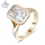 Radiant Cut Ring with 3CT D Color Moissanite Diamond 10k 14k 18K Gold Plated 925 Silver for Women Engagement Wedding Jewely