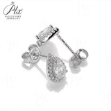 Pear Cut Moissanite Halo Stud Earrings Women Only Gifts For Festivals And Anniversaries
