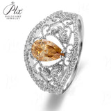 Vintage Pear Cut Champagne Moissanite Ring Women Only Gifts For Festivals And Anniversaries