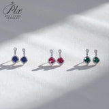 Lab Grown Gemstone Earrings 1.8-2.7CT Chubby Square Ruby Sapphire Colombia Side Moisanite S925 for Women Engagement Christmas