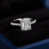 Emerald Cut Half-Eternity Halo Moissanite Ring Women Only Gifts For Festivals And Anniversaries