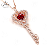 Moissanite Necklace Key D color 6.5mm 1ct  925 Sterling Silver Top Quality Pendant For Women Wedding/Anniversary Special Gift