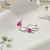 Chubby Triangle Colored Gemstone Earrings with 1.6-2CT Ruby Sapphire Colombia for Women's Gentle Fashionable Jewerly Ear Studs