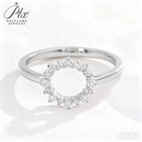 HMJ Ring Lab Grown Diamond 18K 14K 10K Gold Silver Band Sunflower Halo jewelry for Men Women No Fade Dazzling Fire Vintage