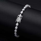 Women's Tennis Chain S925 Silver Moissanite Bracelet For Men D Color Pear Cut Full Moissanite Couple Bracelet