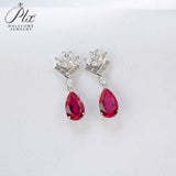 Lab Grown Gemstone Earrings 3.4-5.9CT Pear Ruby Sapphire Colombia Side Moisanite S925 Ear Studs Women Christmas Party Gift