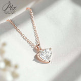 Love Heart Necklace with1/2/3CT D Color Moissanite S925 Plated White Yellow Rose Gold Chain for Woman Engagement Chrisrmas Charm
