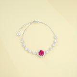 LaLab Grown Columbia Emerald/Ruby 2-3ct Asscher Cut Bracelet White Gold Cultured Gemstone Bangle Luxury Gift for Her