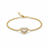 Heart Bracelet with 2mm Round Moissanite Diamond 925 Silver Plated White Yellow Gold Women's Daily Fishion Jewely Gift Favorite