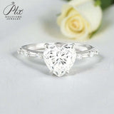 Heart Moissanite Ring with 3CT D Color Moissanite S925 10k 14k 18k Plated White Yellow Rose Gold Wedding Engagement Charm Jewely