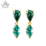Moissanite Earrings with 4CT Multicolor Pear Marquise Cut Moissanite 925 Silver Ear Stud for Woman Fashion Daily Christmas Jewely
