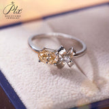 Bowknot Oval Cut Champagne Moissanite Solitaire Ring Women Only Gifts For Festivals And Anniversaries