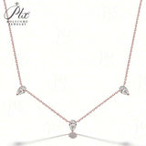 Tri-Pear Necklace with 3CT D Color Pear-shaped Moissanite S925 Plated White Yellow Rose Gold Chain Engagement Chrisrmas Daily