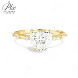 Heart Moissanite Ring with 3CT D Color Moissanite S925 10k 14k 18k Plated White Yellow Rose Gold Wedding Engagement Charm Jewely