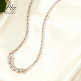 Seven-Round Bezel-Set Necklace with D Color Round Moissanite S925 Plated White Yellow Rose Gold Chain Engagement Chrisrmas Daily