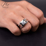 【Jason 】925 Sterling Silver 1CT Round Cut Moissanite Ring for Men Only Gifts For Festivals And Anniversaries