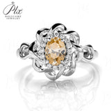 Oval Cut Hollow Circle Champagne Moissanite Ring Women Only Gifts For Festivals And Anniversaries