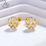 925 Sterling Silver with Hearts and Arrows Cut  Moissanite Small flower Earrings Lab-Grown Moissanite Gift-Giving
