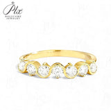 Diamond Eternity Ring with 0.7CT D Color Round Moissanite 10k 14k 18K Gold Plated 925 Silver for Women Wedding Engagement Jewely