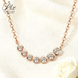 Seven-Round Bezel-Set Necklace with D Color Round Moissanite S925 Plated White Yellow Rose Gold Chain Engagement Chrisrmas Daily