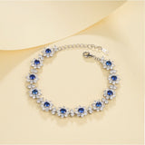 Round Cut Bracelet Floral White Gold Lab Grown Columbia Emerald Ruby Sapphire Fine Jewelry Gift for Her Birthday Valentines