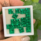 Multi-Size Princess-Cut Lab-Grown Colombian Emerald Wholesale Which Can Be Used As DIY Jewelry Raw Materials Such As Rings Earrings Necklaces Etc