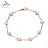 Moissanite Bracelet with 2.4CT D White/Black/Vivid Blue/Green Round Moissanite 925 Silver Plated Gold Women Man Party Gift Daily