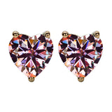 Heart Shaped Stud Earrings Lab Grown Gemstones Ruby Sapphire Emerald S925 Sterling Silver GRA Certificate Charms Birthday Gift