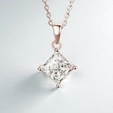 Princess Cut Classic Necklace 1/2/3CT D Color Moissanite S925 Plated White Yellow Rose Gold Chain for Engagement Chrisrmas Charm