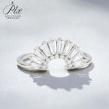 Sector Finger Ring with D Color Tifang-shaped Moissanite 10k 14k 18K Gold Plated 925 Silver for Daily Party Fine Jewely Gift
