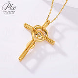 Moissanite Necklace 1CT 6.5mm Heart-Cross Pendant 925 Sterling Silver Women Wedding/Anniversary Special Gift Fine Jewelry Charms