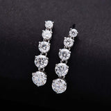 Moissanite Earrings Tassel Pendant Ear Stud Piercing  Ten Stones Round Shape 925 Sterling Silver Top Quality Wedding Jewelry