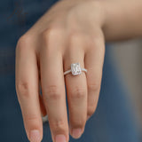 Emerald Cut Half-Eternity Halo Moissanite Ring Women Only Gifts For Festivals And Anniversaries