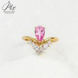 Crown Ring 5X8mm Pear Lab Grown Ruby Sapphire Zambian Padparadscha 925 Silver Ring for Women Man Engagement Christmas Party Gift