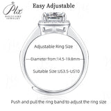 Lustrous Emerald Cut Moissanite Halo Pavé-Accented Ring Women Only Gifts For Festivals And Anniversaries