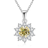 Moissanite Necklace Sunflower Pendant Multicolor Round Cut 1ct Women Wedding Party Engagement Special Gifts Charms Fine Jewelry