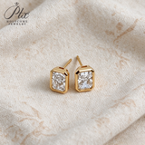 Lab Grown Diamond Stud Earrings Exquisite New Arrival Design 10K/14K/18K Solid Yellow Gold Radiant Cut 2/4ct DEF VVS Minimalist for Women Hypoallergenic Versatile