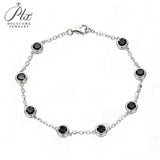 Moissanite Bracelet with 2.4CT D White/Black/Vivid Blue/Green Round Moissanite 925 Silver Plated Gold Women Man Party Gift Daily