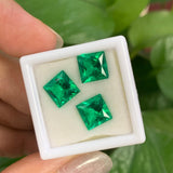 Multi-Size Princess-Cut Lab-Grown Colombian Emerald Wholesale Which Can Be Used As DIY Jewelry Raw Materials Such As Rings Earrings Necklaces Etc
