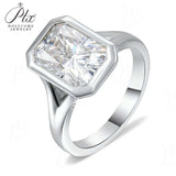 Radiant Cut Ring with 3CT D Color Moissanite Diamond 10k 14k 18K Gold Plated 925 Silver for Women Engagement Wedding Jewely