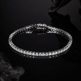 Round Tennis Bracelet Adorned with Exquisite Moissanite Multiple Size Options 925 Silver Material, Fashionable Holiday Gift