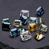 Wholesale Price Moissanite Stone Emerald Cut D Color Blue Green  VVS1 with GRA Certificate 0.5ct-10ct Gemstones