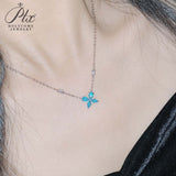 Stud Earring Necklace Jewelry Set Lab Paraiba Sapphire S925 Sterling Silver Marquise Pear are suitable for engagements