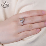 Flower Oval Cut Moissanite Half-Eternity Ring Women Only Gifts For Festivals And Anniversaries