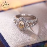 Oval Shape Moissanite Double-Band Ring Women Only Gifts For Festivals And Anniversaries