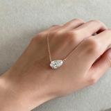 1-2CT Pear Cut Moissanite/Zircon Pendant Necklace S925 Silver East West Solitaire Water Drop Diamond Neck Chain for Women Jewelry