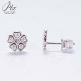 925 Sterling Silver with Hearts and Arrows Cut  Moissanite Small flower Earrings Lab-Grown Moissanite Gift-Giving