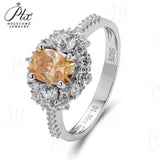 Flower Oval Cut Moissanite Half-Eternity Ring Women Only Gifts For Festivals And Anniversaries