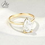 Moissanite Ring with 2CT D Color VVS1 Pear Moissanite S925 10k 14k 18k Plated White Yellow Rose Gold Daily Charm Party Jewely