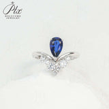 Crown Ring 5X8mm Pear Lab Grown Ruby Sapphire Zambian Padparadscha 925 Silver Ring for Women Man Engagement Christmas Party Gift